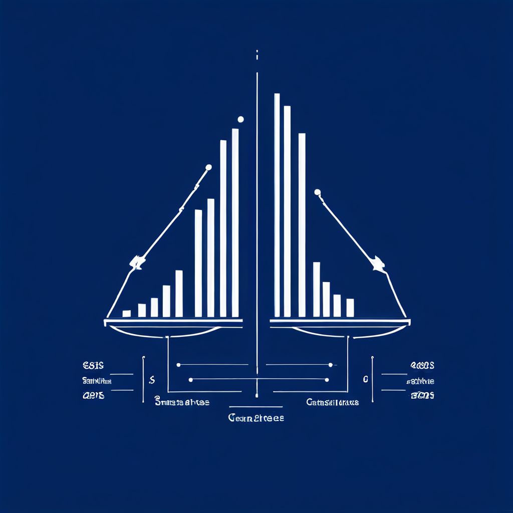 짙은 남색 우주 배경, 화면 분할 인포그래픽에 저울형 막대가 한쪽만 크게 내려가고 화살표와 물음표가 보이는 모습이다