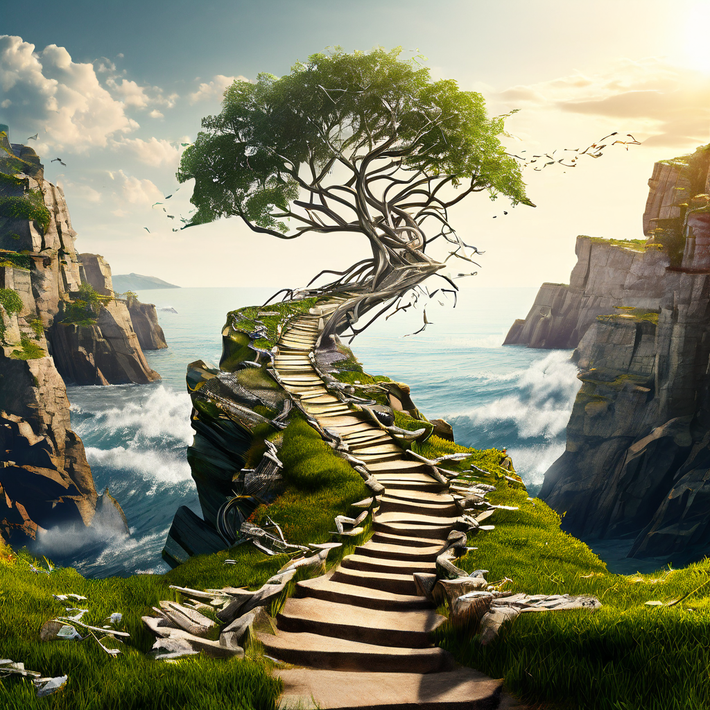 투자수익률 ROI와 YIELD 개념을 혼동하는 것의 위험성을 보여주는 이미지로, 두 단어가 복잡하게 얽혀 투자 손실을 의미하는 낭떠러지로 향하는 위태로운 길을 나타냅니다.