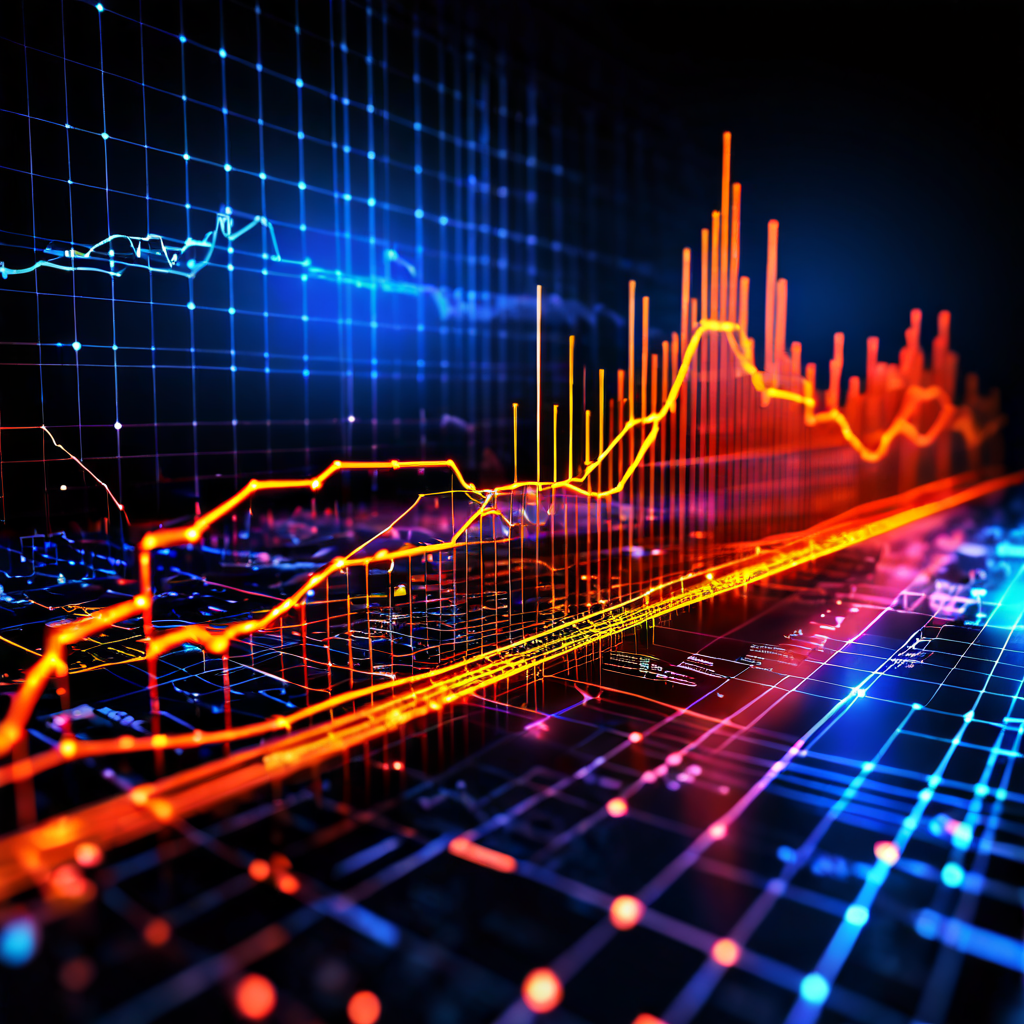 복잡하고 오류가 많은 데이터가 첨단 기술 그리드를 통해 정제되어 정확하고 안정적인 선으로 변환되며, 데이터 신뢰도 지표가 상승하는 데이터 보정 과정을 보여주는 이미지.