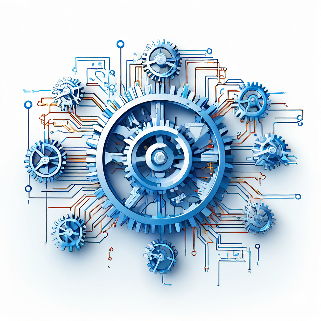 데이터 흐름과 톱니바퀴로 표현된 배당 지급 시스템이 벽에 부딪히고 균열이 생기며 기존 방식의 한계에 도달하는 원리를 보여주는 그림.