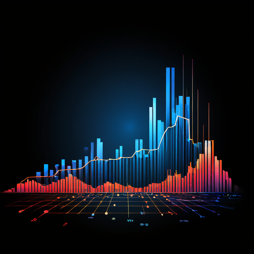 단기 데이터의 변동성을 보여주는 불규칙한 그래프 위에 거대한 물음표가 있어 데이터 해석의 어려움과 신뢰성에 대한 불확실성을 나타내는 이미지.