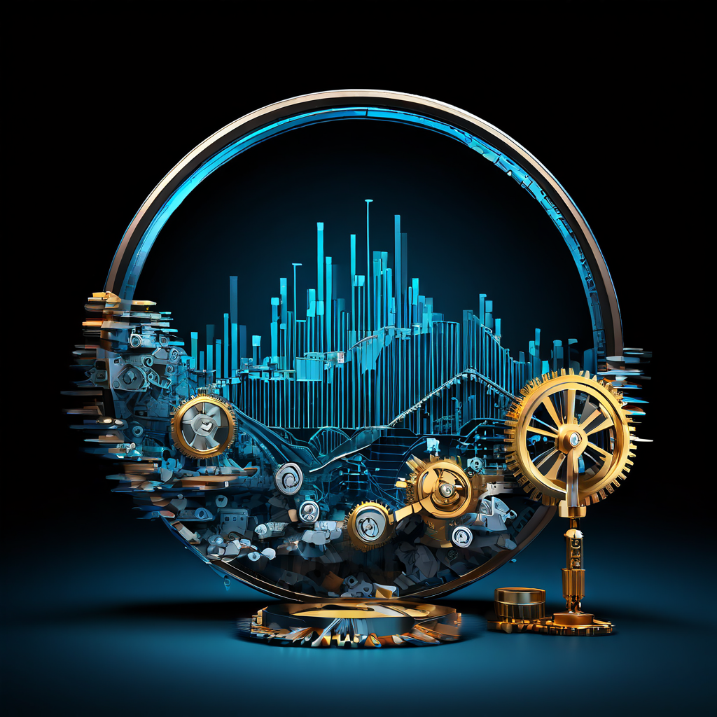 배당금 급락 차트의 핵심 원인을 맞물려 돌아가는 톱니바퀴로 시각화하여 설명하는 그림.