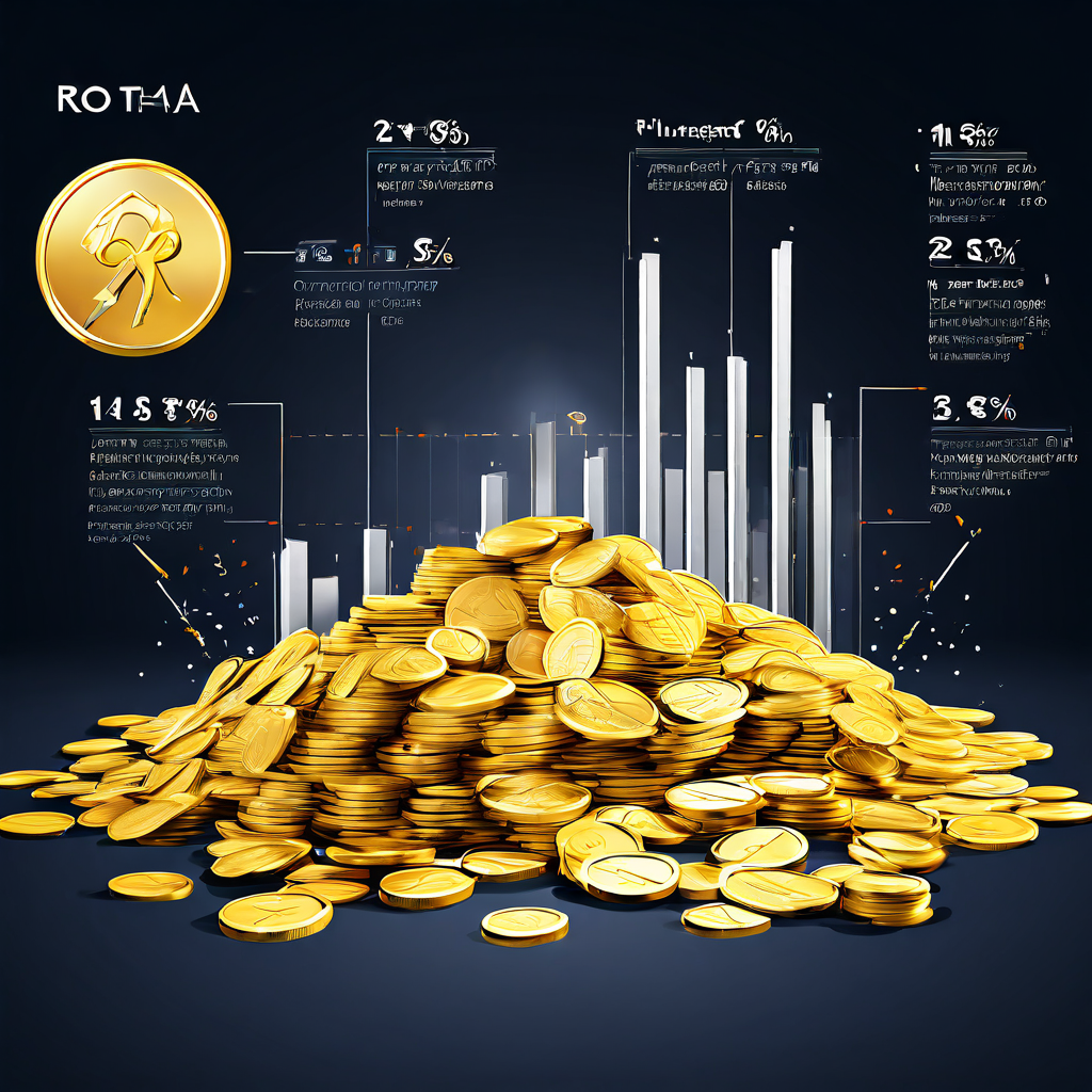 투자의 최종 결과인 총수익(ROI)을 거대한 황금 더미로, 지속적인 현금흐름(YIELD)을 꾸준히 나오는 현금 다발로 시각화하여 두 투자 개념의 차이를 비교 설명하는 인포그래픽.