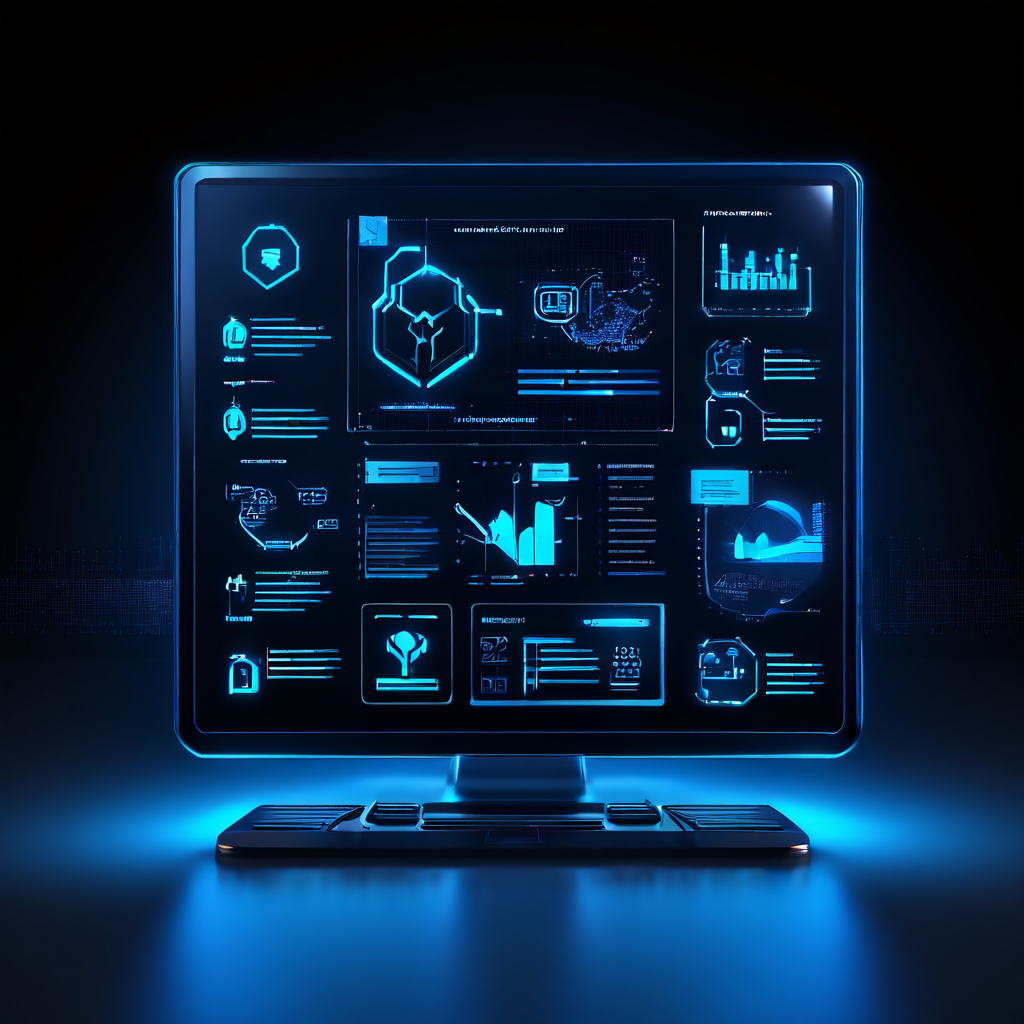 첨단 사이버 보안 기술이 디지털 플랫폼의 안전성을 검증하는 과정을 보여주는 이미지로, 미래형 인터페이스 화면에 보안 점검 항목들이 체크 표시로 완료된 모습이 나타납니다.