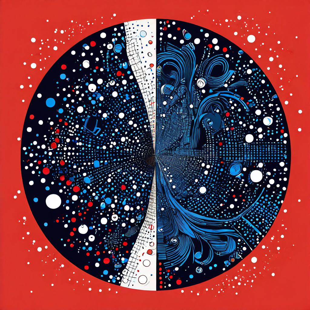 무작위적이고 혼란스러운 점들과 체계적으로 설계된 청사진을 대비시켜, 우연에 기댄 접근과 전략적 계획이 가져오는 결과의 차이를 보여주는 이미지.