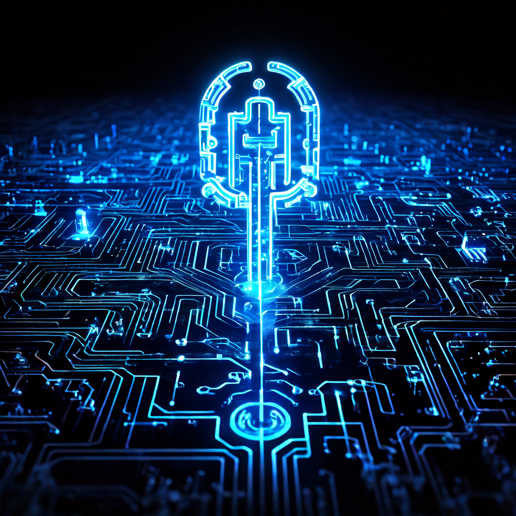 병렬 데이터 스트림으로 구성된 빛나는 열쇠가 복잡한 디지털 미로를 해결하며, 분산 처리 기술이 어려운 데이터 처리 문제의 핵심 솔루션임을 상징적으로 나타내는 이미지.