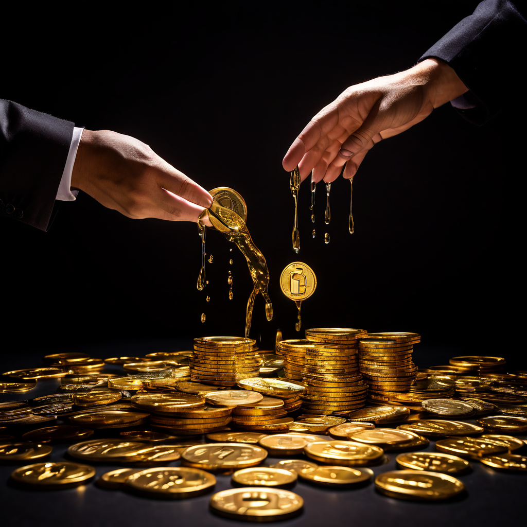 보이지 않는 재정 누수로 인해 금화가 새는 금융 파이프라인의 구멍을 손으로 막아 숨은 비용을 관리하고 수익 손실을 방지하는 과정을 보여주는 이미지.