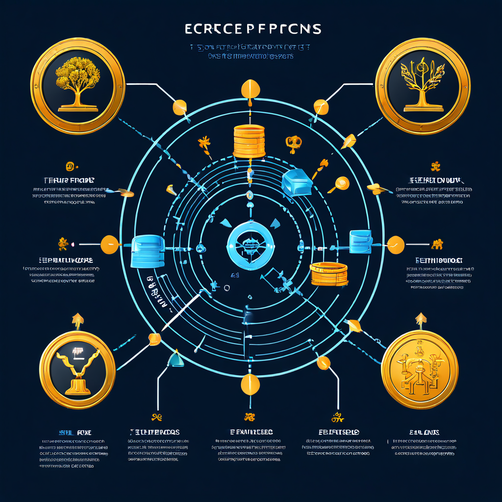 진화형 코인 플립 보너스 배당금의 핵심 원리를 동전, 화살표, 성장하는 수익 그래프 아이콘을 활용한 시각적 플로우차트로 설명하는 다이어그램 이미지입니다.