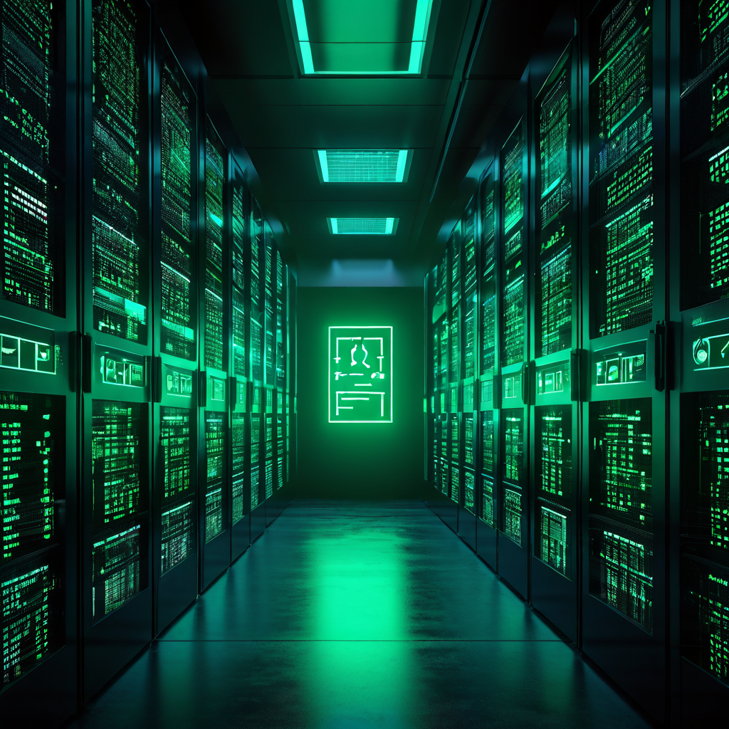 보안이 철저한 서버실에 디지털 체크리스트가 겹쳐져 있고, 공식 문서 위에 녹색 승인 도장이 찍혀 있어 규정 준수와 프로토콜 검증 절차를 상징적으로 표현한 이미지입니다.