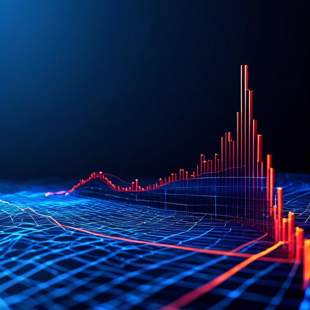이론적으로 매끄러운 위험-수익 곡선과 실제 시장의 들쭉날쭉한 위험-수익 데이터가 현저히 다르게 나타나는 것을 대비하여 보여주는 그래프 이미지입니다.