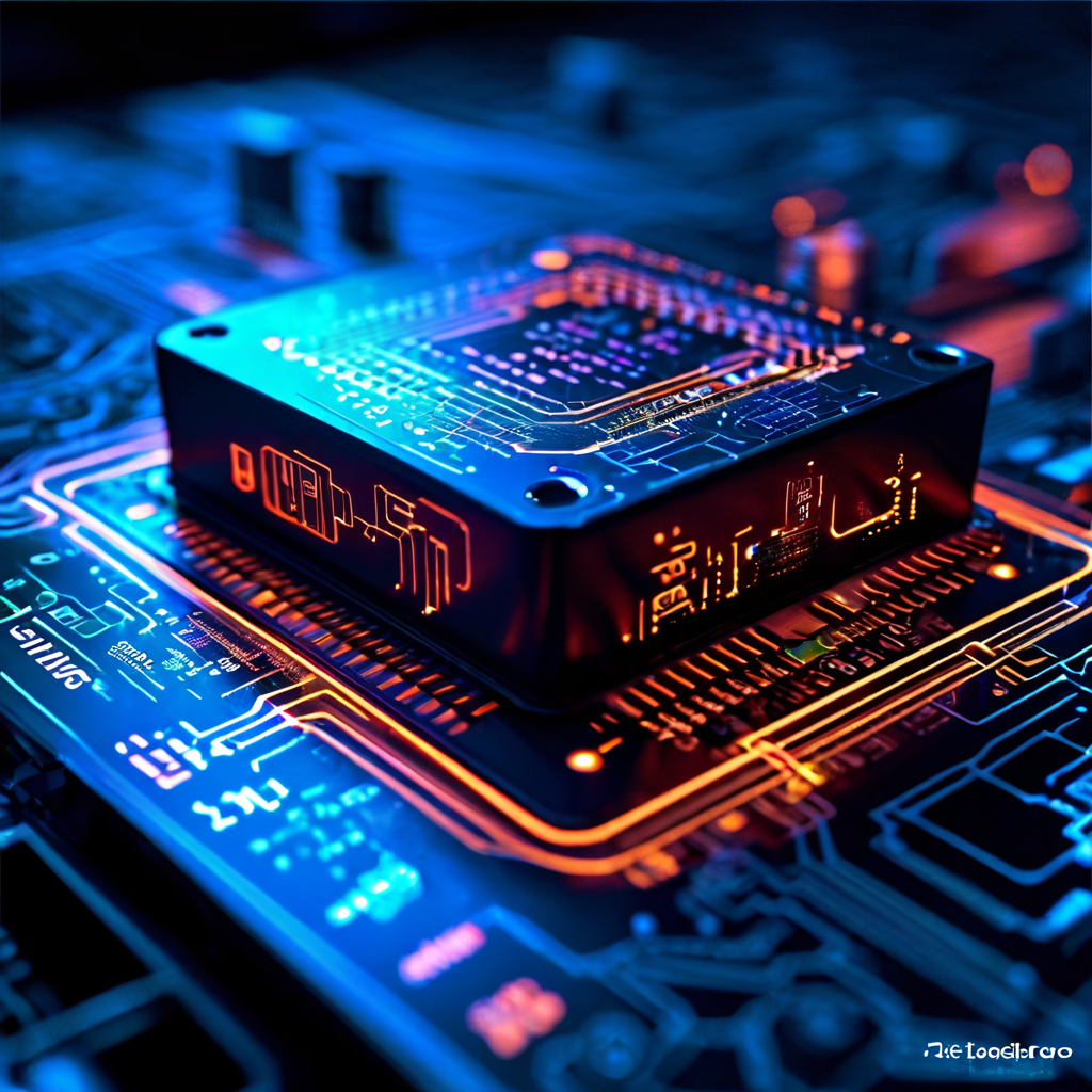 컴퓨터 프로세서의 데이터 흐름을 빛나는 경로로 표현한 개념도로, 반응 속도에 영향을 미치는 레이턴시와 대역폭이 클럭 속도 및 메모리와 어떻게 연관되는지 설명하는 이미지입니다.