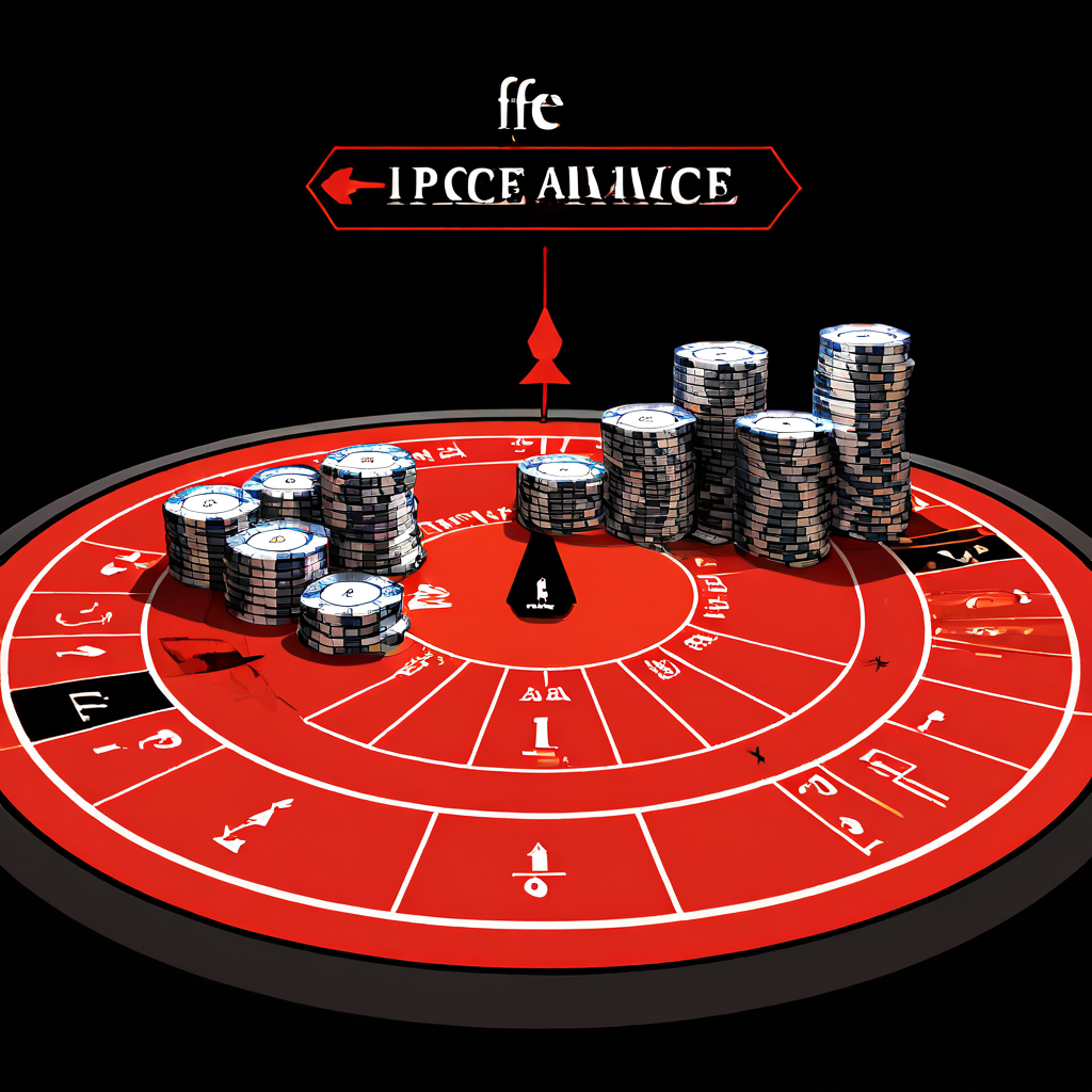 블랙잭 테이블 레이아웃 다이어그램으로 기본 베팅 원과 별도의 작은 '보험' 베팅 구역이 표시되어 있으며, 딜러가 에이스를 보일 경우를 나타내는 화살표로 연결되어 있습니다.