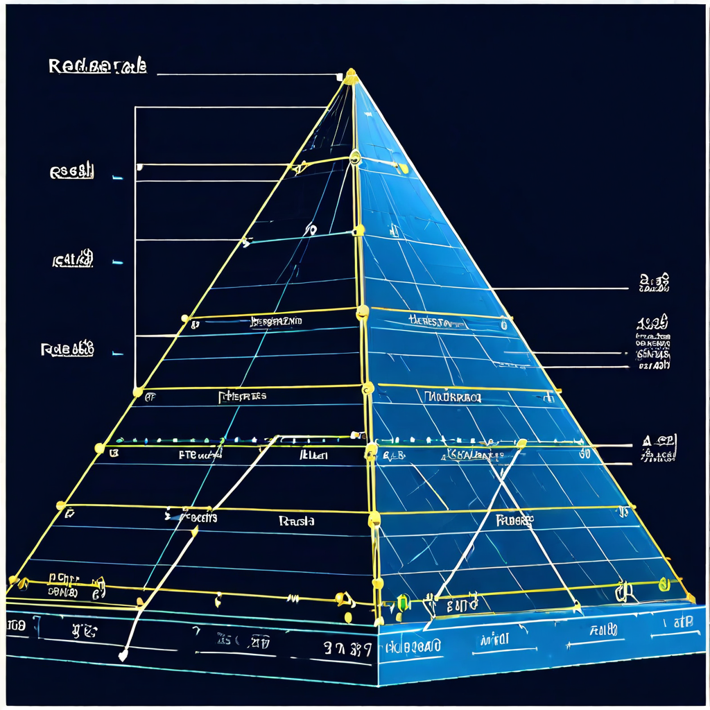베팅 시스템의 기초를 설명하는 피라미드 차트로, 넓은 기반에서 좁고 위험한 정점을 향해 '리버스 마틴게일'이라고 표시된 상승 화살표가 그려져 있습니다.