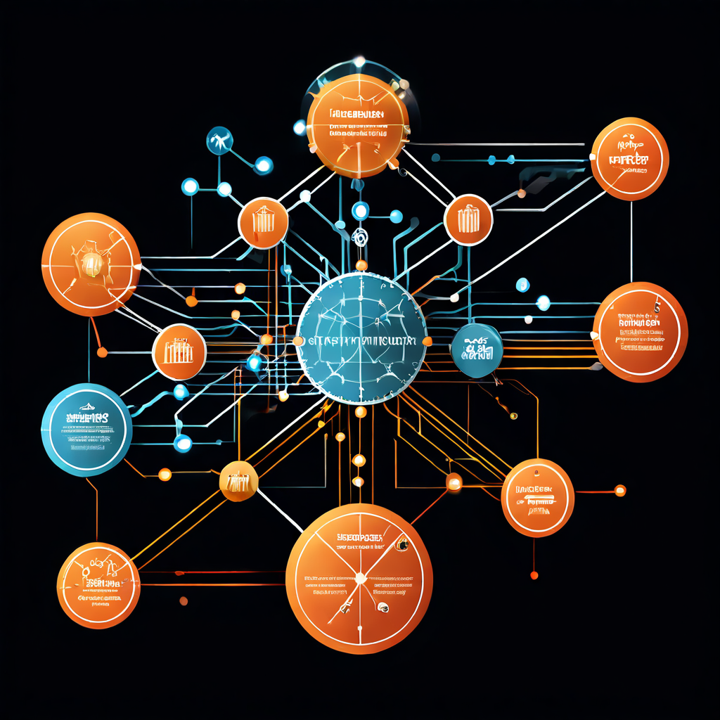 연결된 데이터 노드가 역사적 타임라인을 형성하며, 화살표가 변환 과정을 나타내고 방패 아이콘이 구조화된 관리 체계를 상징하는 개념도입니다.
