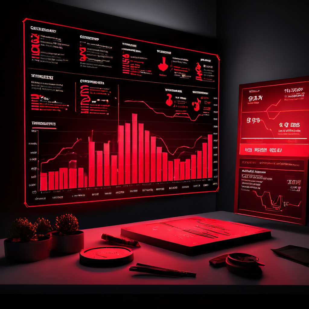 위기 대응 팀이 긴급하게 협의하며 붉은 경보 대시보드에서 급락하는 마진 그래프와 빛나는 대응 절차 플로우차트를 확인하고 있는 상황을 나타낸 이미지입니다.