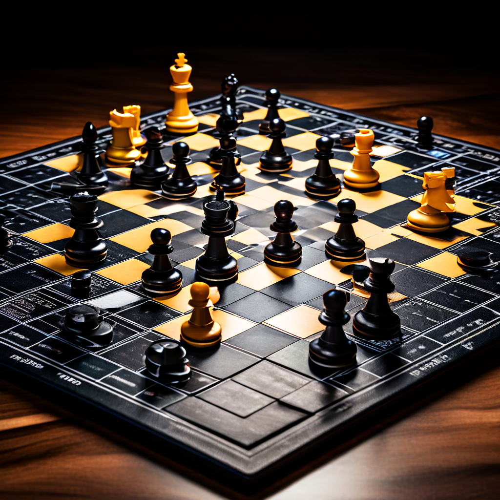 전략적 리스크 관리와 기회 포착의 개념을 체스판과 베팅 칩을 활용하여 시각적으로 표현한 이미지로, 위험을 분산하고 다양한 가능성에 자원을 배분하는 방법을 상징합니다.