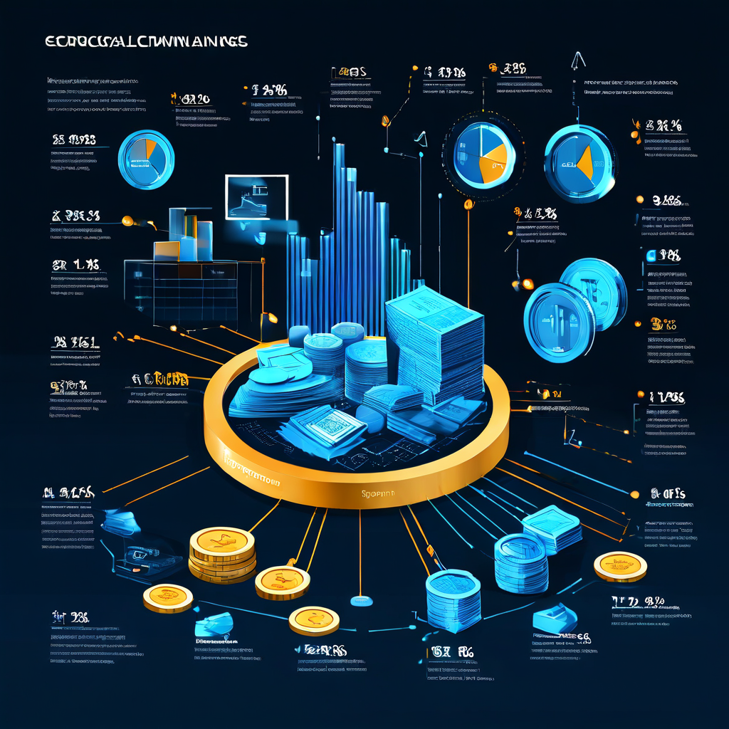 재무 데이터가 동전과 지폐로 변환되어 디지털 예산 관리 대시보드에 통합되는 과정을 시각화한 플로우차트 이미지입니다.