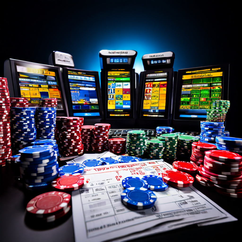 A documentary style photograph of a casino monitoring desk with a blurred laptop screen, a dealer’s hand placing a single poker ch
