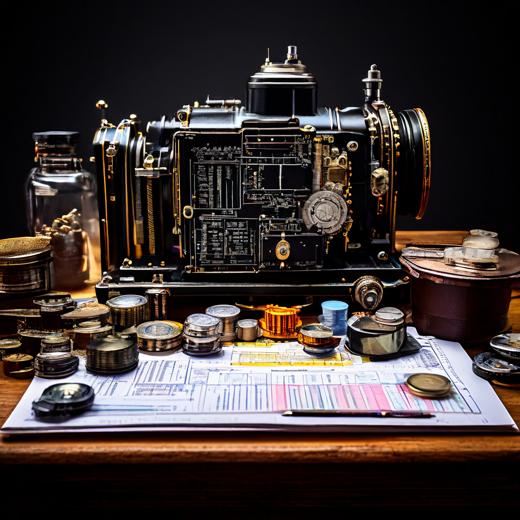 A wooden desk holds scattered casino chips, a silver laptop with a dark blank screen, and a notepad with handwritten numbers, with