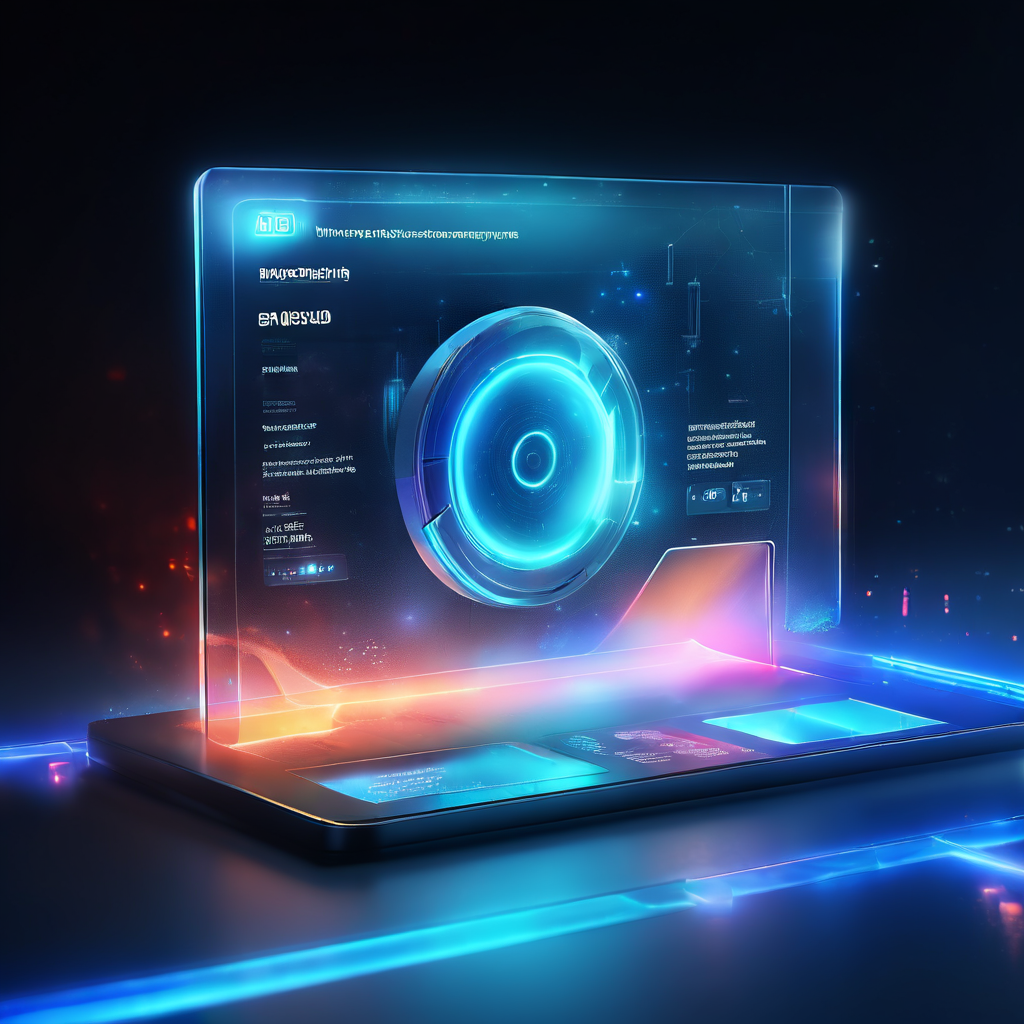 A close-up of a futuristic digital interface showing a missing record alert with a glowing red flag, layered data paths and...