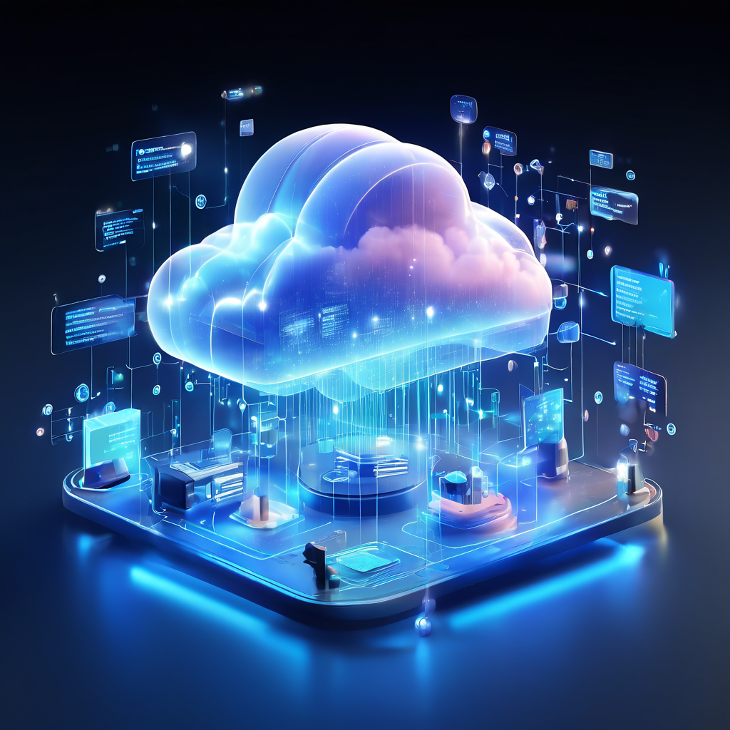 Abstract digital platform showing connected cloud layers and data flow representing community memory and record gaps in online...
