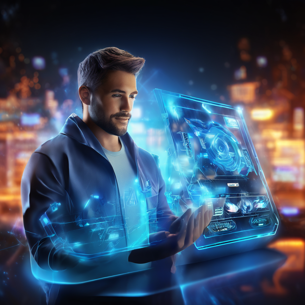 A person browsing layered digital complaint records on a glowing futuristic interface with secure data flow.